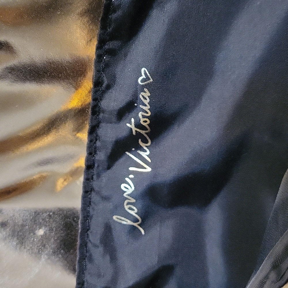 Victoria's Secret Shiny Silver Tote with Black Handles (NEW) - Picture 4 of 6